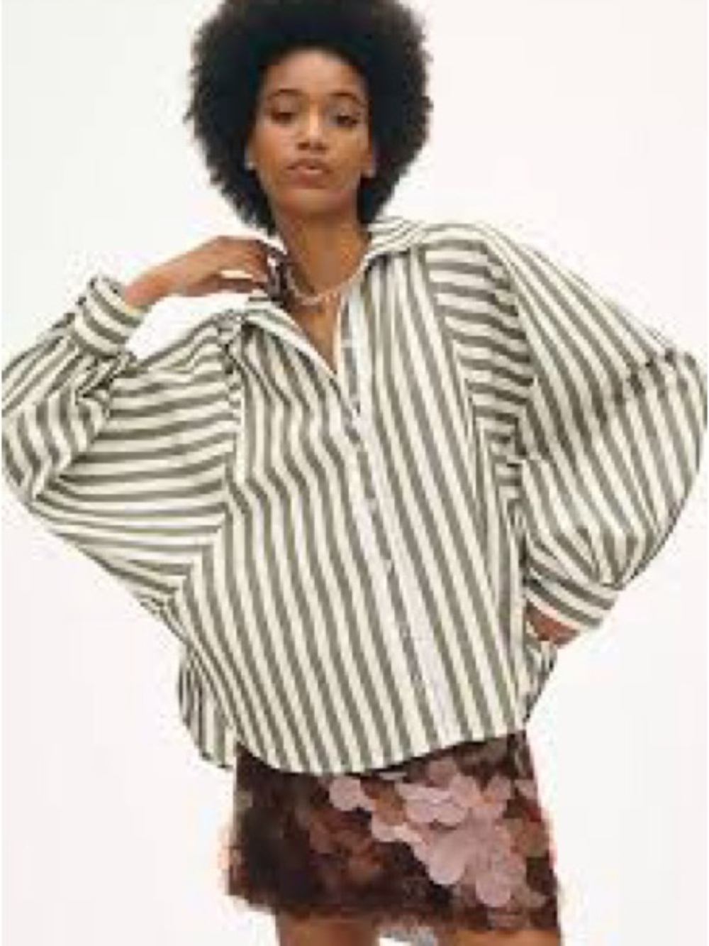 Pilcro| Anthropologie| The Bailey Boyfriend Olive and White Striped Shirt